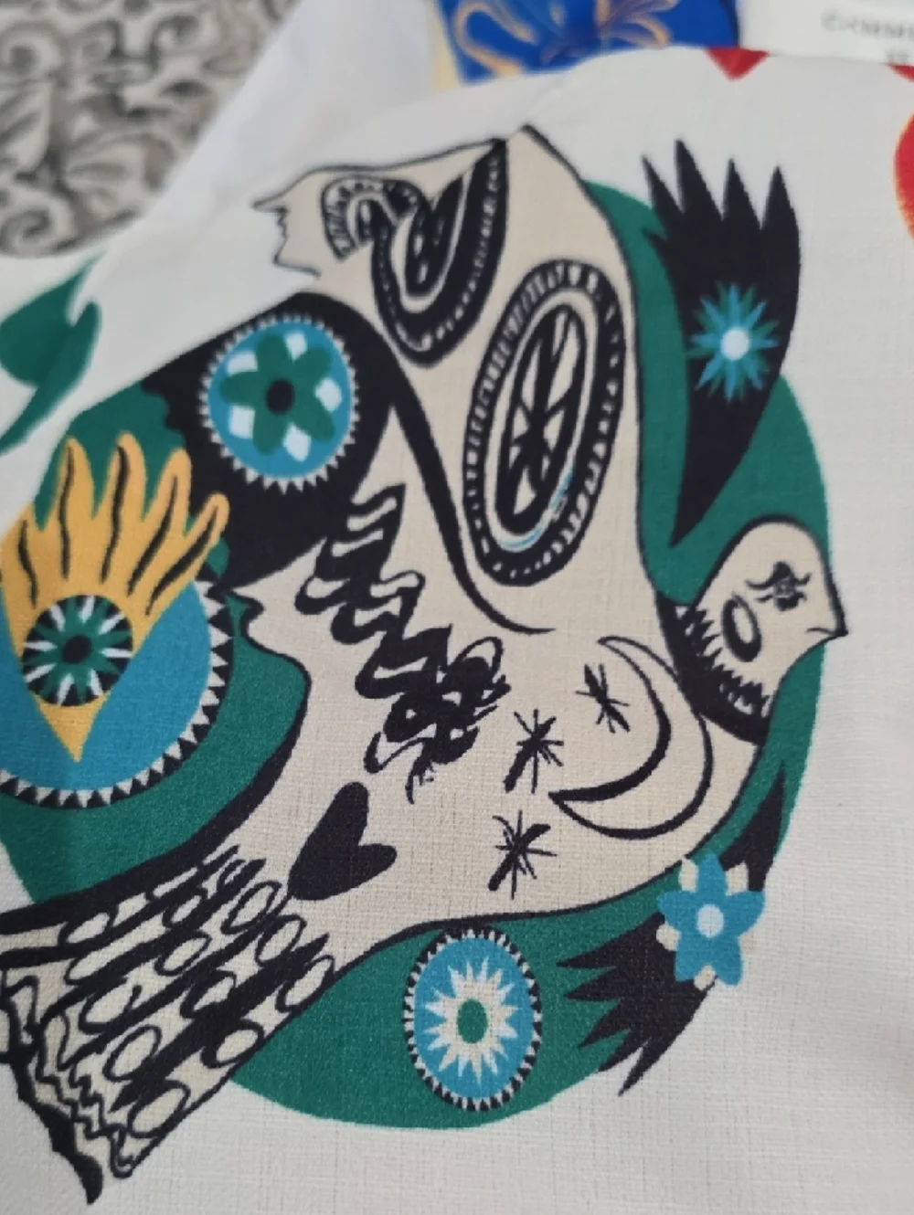 Commense White Multicolor Graphic Crop Top - Picture 7 of 8